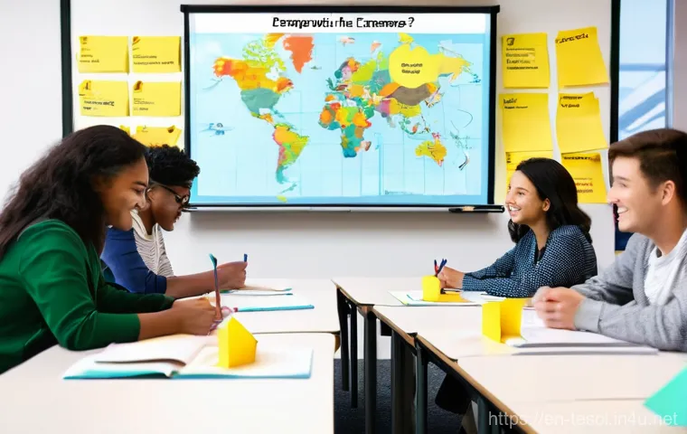 TESOL 강사가 자주 겪는 도전 과제 - **Prompt 1: Dynamic and Inclusive Classroom for Diverse Learners**
A bright, modern classroom fi...