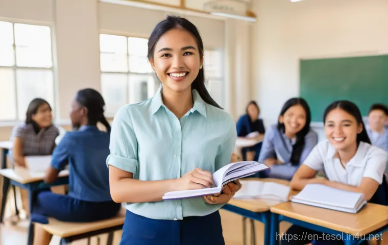 TESOL 강사로서의 학생 관리 기술 - **"Cultivating Connections in a Diverse Classroom"**
A warm and inviting classroom scene, bright...