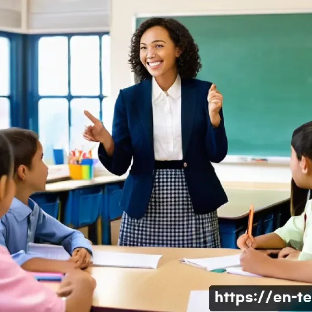 TESOL 강사의 멘토링 사례 - **Prompt 1: A Guiding Light in the Classroom**
"A vibrant, modern TESOL classroom filled with di...