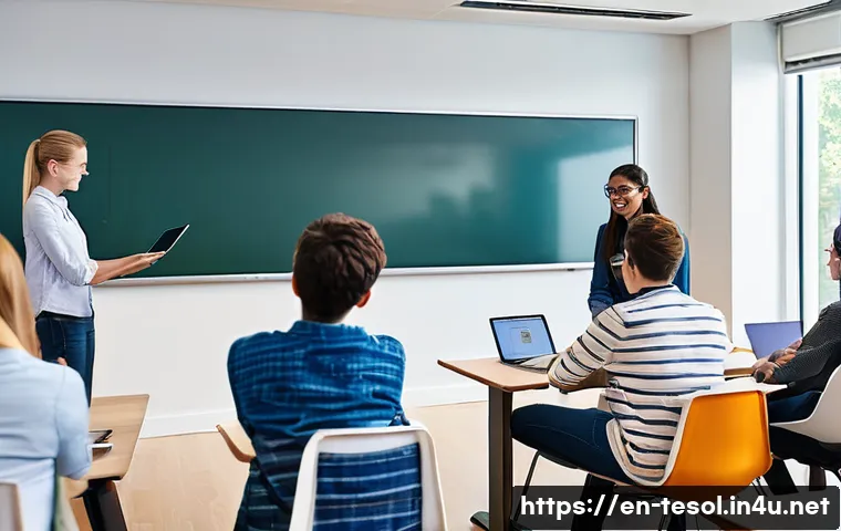 TESOL 강사가 겪는 일반적인 문제 - **Prompt:** A diverse group of high school students (ages 15-18, all modestly dressed in casual clot...