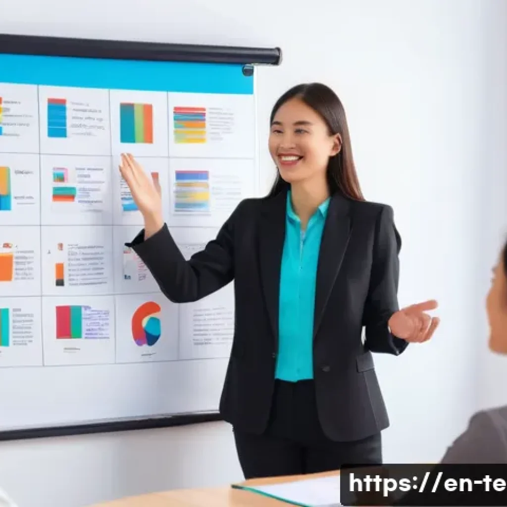 TESOL 시험 채점 기준 - A professional TESOL classroom scene featuring a diverse group of adult students engaged in a dynami...