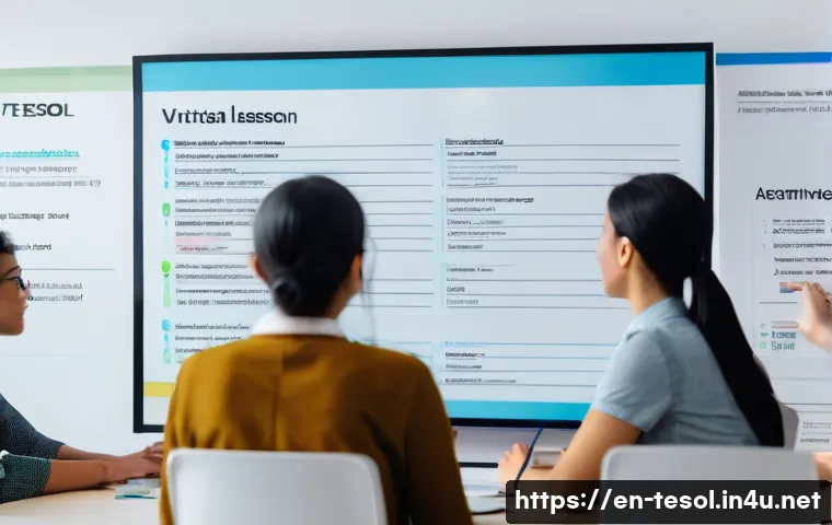 TESOL 자격증 온라인 강의 추천 - A professional online TESOL classroom scene showing a diverse group of adult students from various c...