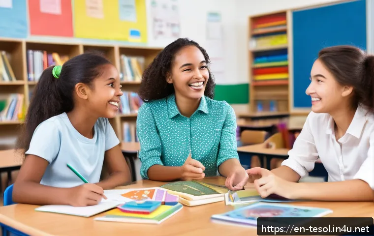 TESOL 자격증을 위한 필수 어휘 - A diverse classroom scene featuring students of different ethnic backgrounds actively participating ...