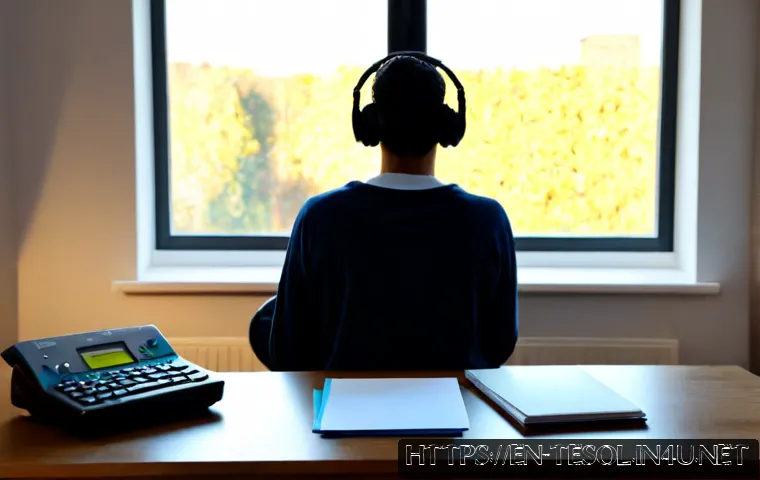 TESOL 시험에 대한 종합적인 팁 - Photorealistic home study scene for comprehensive TESOL exam preparation, focused adult learner seat...